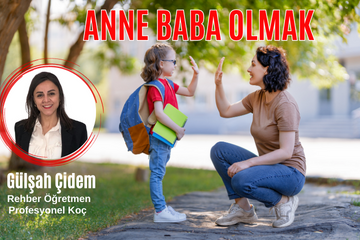 Çocuğunu okula uğurlayan mutlu anne ve kızı ile yazar Gülşah Çidem