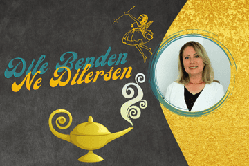 Alaaddin'in Sihirli Lambası, elinde çubuk peri kızı ve yazar Zeynep Kalaycı Çanakçıoğlu