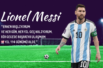 Antrenman sahasında Lionel Messi, kale ve top